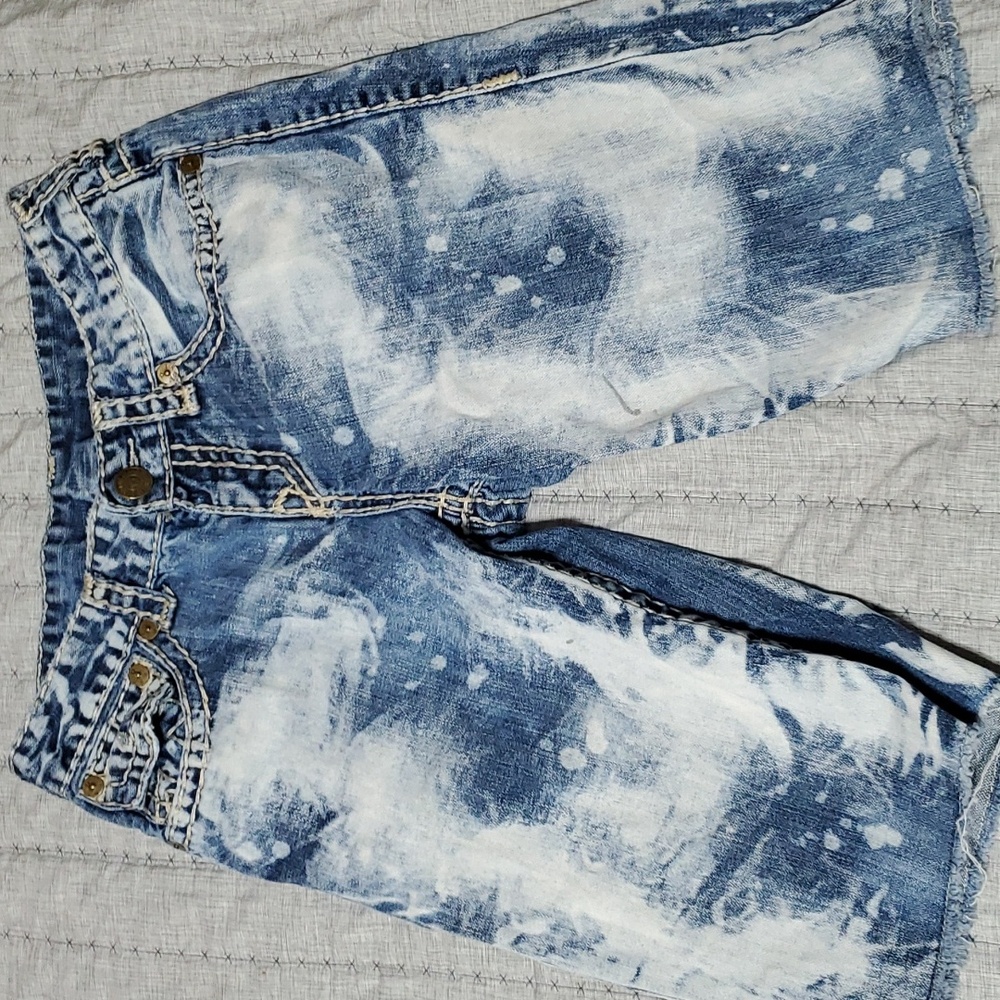 True Religion distressed Bermuda jean shorts